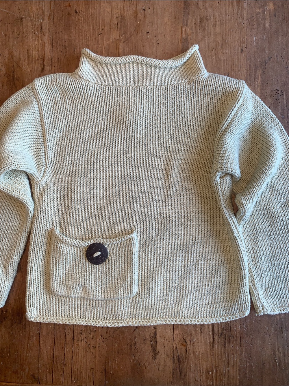 Pure Women’s Oatmeal Knit Sweater with Pocket Button Detail